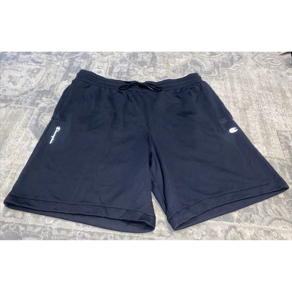 CHAMPION Men's Black‎ Cotton Blend SHORTS Sz 2XL Drawstring Elastic